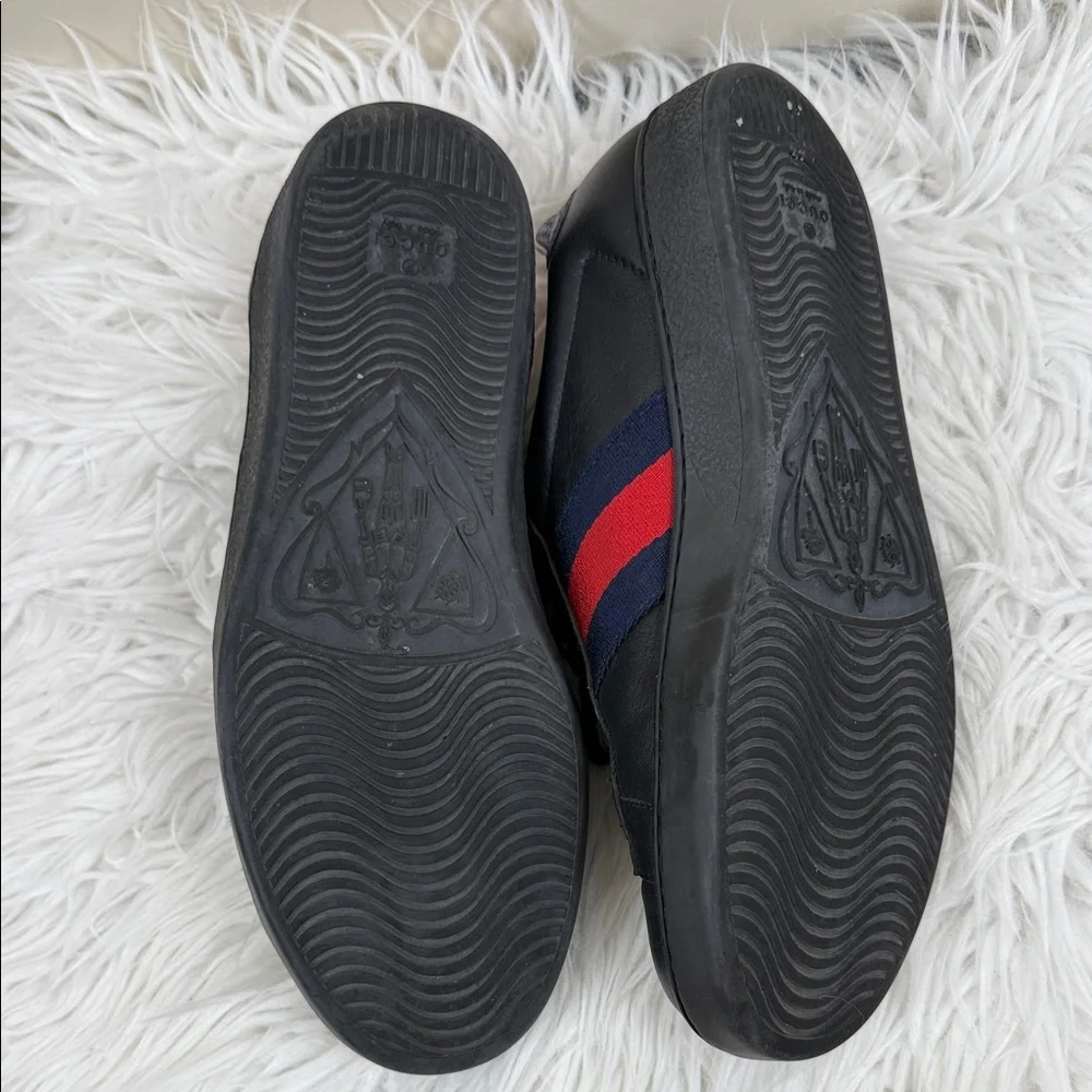 GUCCI ACE Black Sneakers with Red and Gold Accents bee 5 - Picture 7 of 16